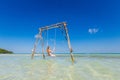 Young woman on swing Phu Quoc Royalty Free Stock Photo