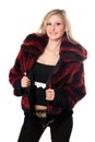 Young blond woman in a fur jacket Royalty Free Stock Photo