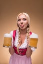 Young blonde wearing dirndl