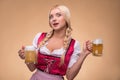 Young blonde wearing dirndl