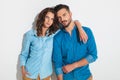 Young casual couple posing embraced Royalty Free Stock Photo