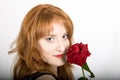 Young elegant woman with red rose Royalty Free Stock Photo