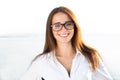 Young female student in reading glasses Royalty Free Stock Photo