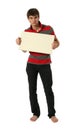 Young Man with Copy Space Blank Banner Royalty Free Stock Photo