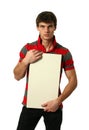 Young Man with Copy Space Blank Banner Royalty Free Stock Photo