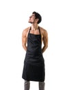 Young shirtless chef or waiter wearing only apron Royalty Free Stock Photo