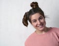 Young sexy thoughtful woman with long hair in fluffy sweater