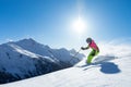 Woman is skiing in a winter paradise Royalty Free Stock Photo