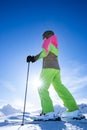 Woman is skiing in a winter paradise Royalty Free Stock Photo