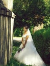 Pretty bride with flower bouquet Royalty Free Stock Photo