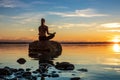 Beautiful women girl are sitting on a stone Royalty Free Stock Photo