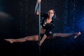 Young woman pole dancer. Water studio photo Royalty Free Stock Photo