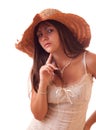 Young woman in vintage hat isolated Royalty Free Stock Photo