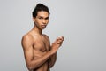 young, shirtless african american man posing Royalty Free Stock Photo