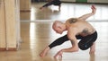 Young shirtless man practicing yoga indoors Royalty Free Stock Photo