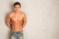 Young shredded man against a wall Royalty Free Stock Photo