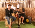 Young singers singing in night market ,wanrong,laos