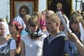 The young singing a prayer service Royalty Free Stock Photo