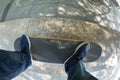 skateboarder legs riding skateboard at city skateparkboarder legs riding skateboard at city skatepark Royalty Free Stock Photo