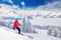 Young skiier in Tyrolian Alps, Kitzbuhel ski resort, Austria