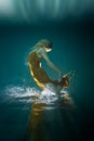 Young Slender Girl Underwater. Water Magic. Underwater Photography. Art Royalty Free Stock Photo