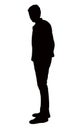 A young slim fit man standing, body silhouette vector