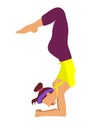 Young slim, flexable girl doing sport,yoga,fitness,gymnastics,stretching. Vector flat illustration. Gr