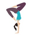 Young slim, flexable girl doing sport,yoga,fitness,gymnastics,stretching. Vector flat illustration. Gr