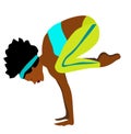 Young slim, flexable girl doing sport,yoga,fitness,gymnastics,stretching. Vector flat illustration. Gr