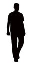A young slim man walking, body silhouette vector