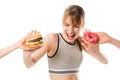 young slim woman refusing of junk food Royalty Free Stock Photo