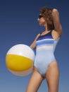 young woman in swimsuit with beach ball Royalty Free Stock Photo