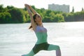 Young slim yoga woman making beautiful asana exercises. Healthy lifestyle. Stretching Royalty Free Stock Photo