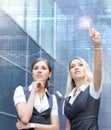 Young and smart businesswomen in formal clothes