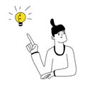 Young smart female holding bright light bulb. Concept of creative idea, smart worker, education, advertisement, figure