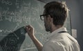 Young smart mathematician drawing on the chalkboard Royalty Free Stock Photo