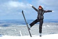 Young smiley woman skier Royalty Free Stock Photo