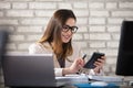 Smiling Accountant Using Calculator Royalty Free Stock Photo