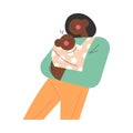 Young smiling black african woman mother carrying her small baby toddler in cotton sling Royalty Free Stock Photo