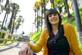 Young smiling brunette girl , outdoors Royalty Free Stock Photo