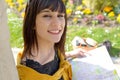 Young smiling brunette girl, outdoors Royalty Free Stock Photo