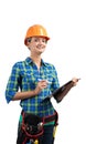 Young smiling building inspector in workwear