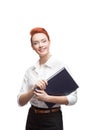 Young smiling business woman holding diary Royalty Free Stock Photo