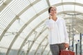 Young smiling business woman talking on cellphone Royalty Free Stock Photo