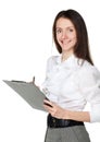 Young smiling businesswoman with clipboard Royalty Free Stock Photo