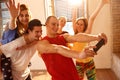Dancers group taking selfie in dancing studio Royalty Free Stock Photo
