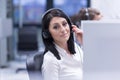 Female call centre operator doing her job Royalty Free Stock Photo