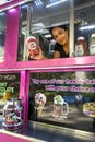 Young, Smiling Food Truck Waitress Serves Drink to Customer