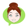 Young Smiling Girl Face Icon On Chat Bubble Background Woman Profile Avatar Isolated Royalty Free Stock Photo