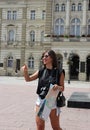 Photo3. Tourist in the center of Novi Sad Royalty Free Stock Photo